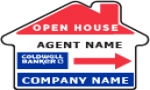 image for Open House DIRECTIONAL HOUSE-SHAPE SIGN DOUBLE SIDED - HOH 18” HEIGHT X 23.5” WIDE ON 4 MM COROPLAST. RECOMMENDED TO USE WITH STEP STAKES (SS) (NOT INCLUDED)